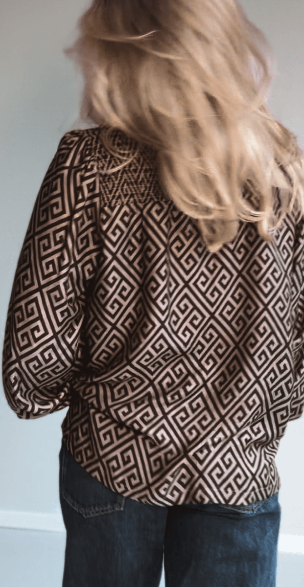 Amuse Bluse Agnes Stripet Black/SandSS25