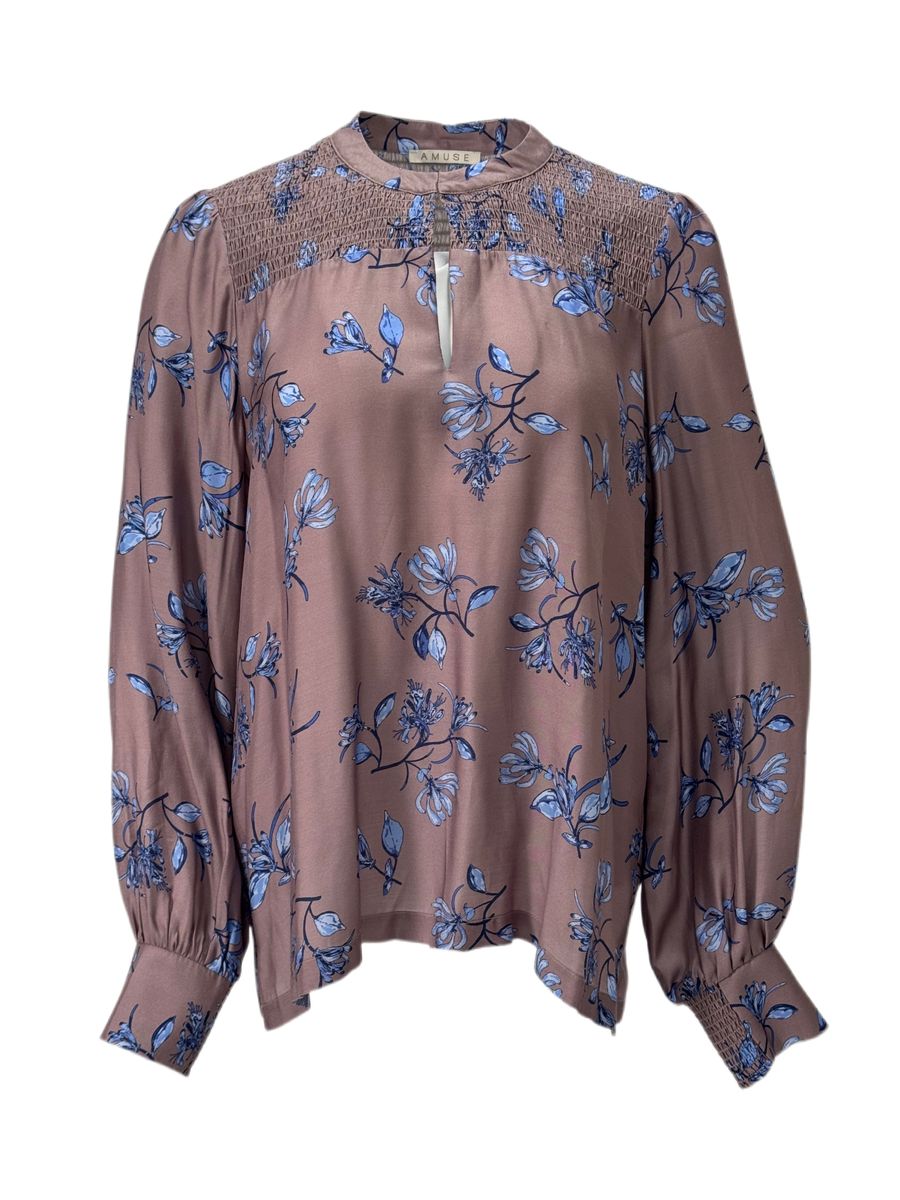 Amuse Bluse Agnes BlomstretSand/BlueSS25